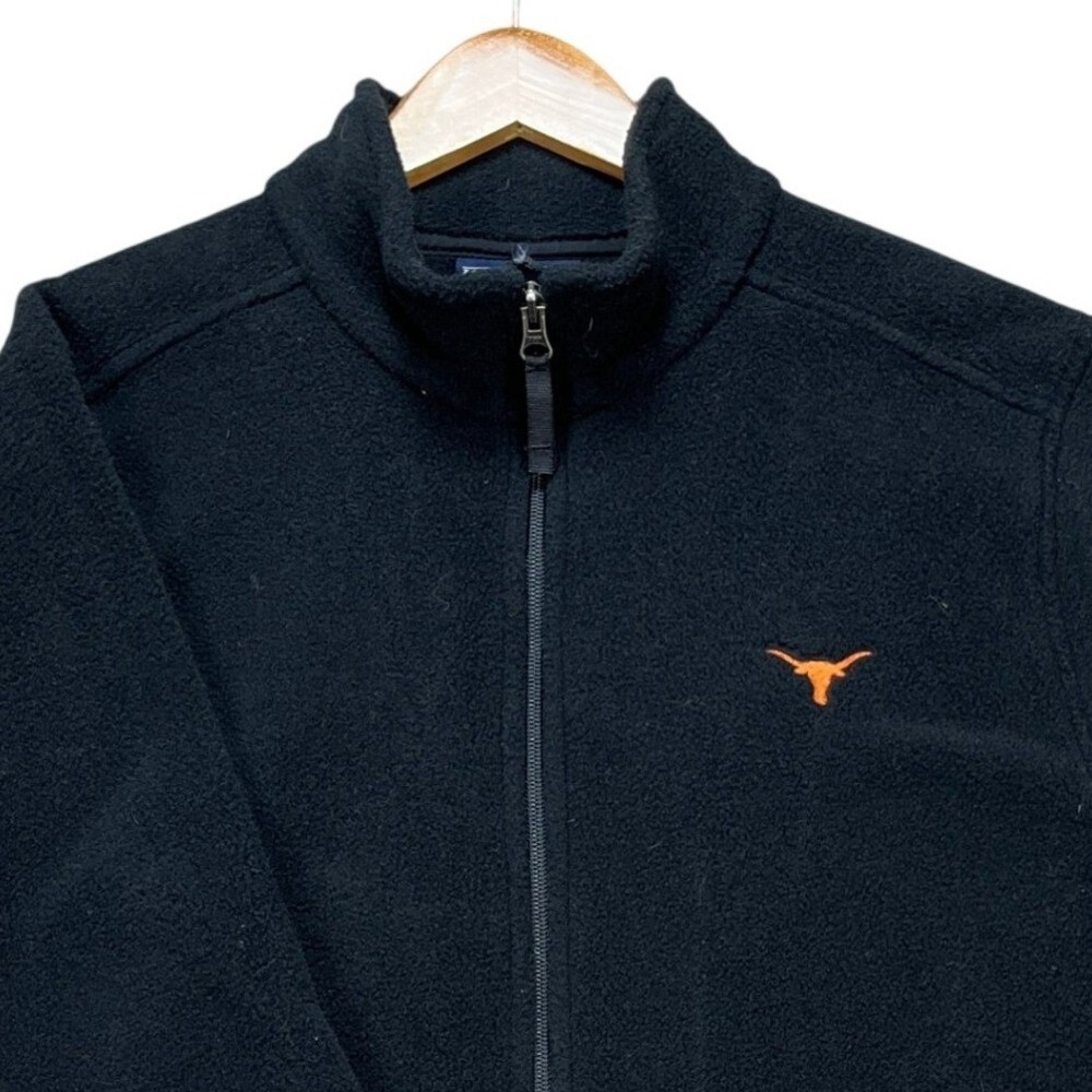 University of Texas Lands End Jacket Women Large 14-16 Black Fleece Longhorns - Picture 2 of 13